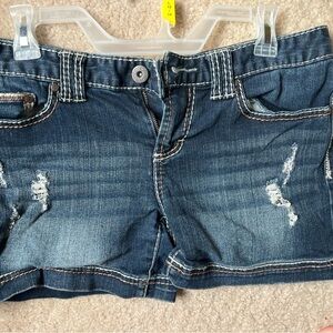 Maurices Dark Blue Distressed Denim Shorts